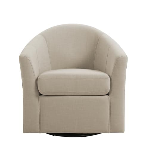 Flax Brown UIXE 360° Swivel Barrel Chair Set (2)fabric Living Room, Bedroom