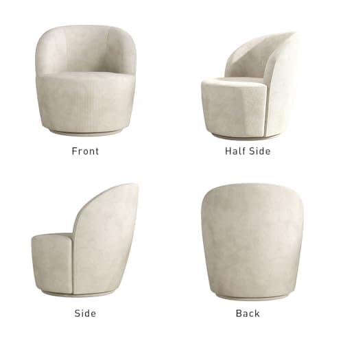 Modern Swivel Barrel Chair Set of 2, Beige Corduroy for Living Room, Bedroom, Office