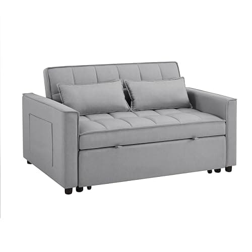 2-in-1 Convertible Loveseat Sofa Bed with Storage Grey