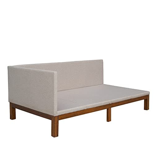 Upholstered Daybed Sofa Bed with Linen Cover, Twin Size, Beige