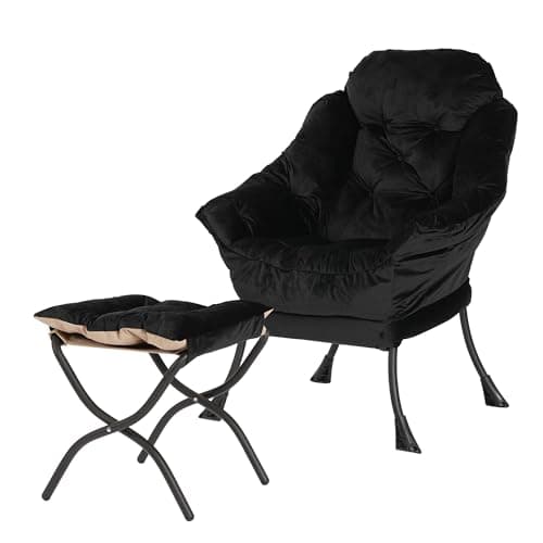 Dark Gray Contemporary Lounge Chair with Folding Ottoman