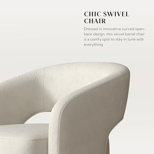 ANJ Beige 360 Swivel Velvet Barrel Chairs, Modern Luxury Living Room Sets