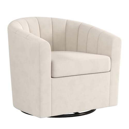 Bonzy Home Modern White Velvet Swivel Chair Set of 2