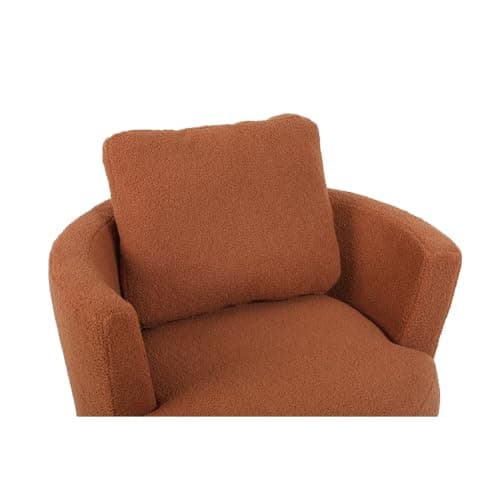 Stainless Steel Base 360 Degree Swivel Chair, Brown Teddy Seat for Living Room