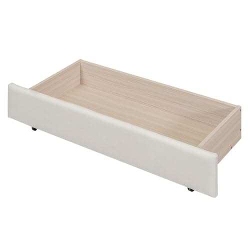Beige Upholstered Tufted Daybed with Storage, Easy Assembly, No Box Spring Needed