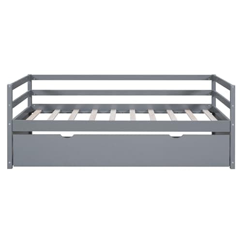 Merax Grey Twin Daybed with Trundle, Solid Wood Captains Bed Sofa Frame