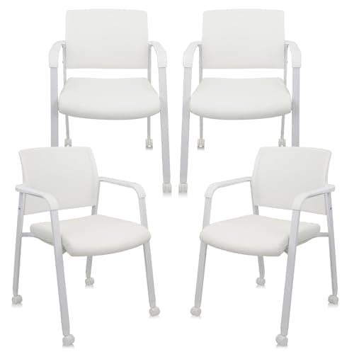 CLATINA Grey Mesh Back Stacking Arm Chairs with Fabric Seat and Ergonomic Lumbar Support