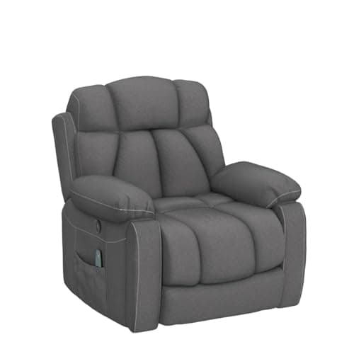 CANMOV Large Power Lift Recliner with Massage and Heat for Big People-Anti Skid Fabric, Dark Gray