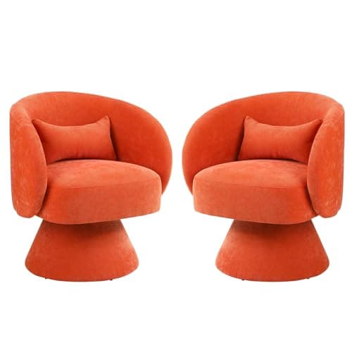 KIVENJAJA Teddy White Swivel Armchair with Pillow for Living Room