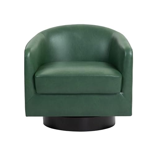 Modern Cream UIXE PU Leather Swivel Barrel Club Chair Set (2)
