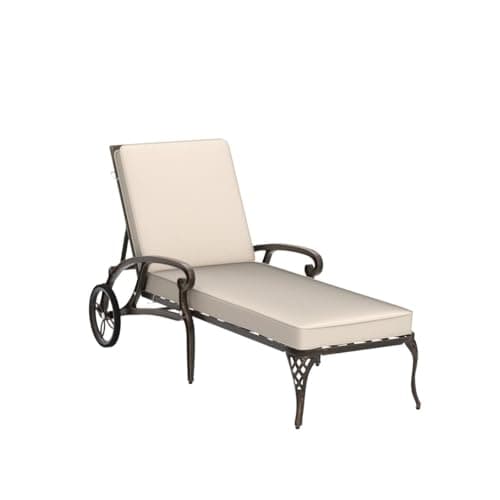 VINGLI Bronze Cast Aluminum Outdoor Chaise Lounge Chair with Cushion