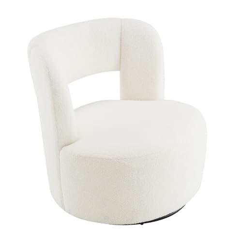 GDFStudio Cream Swivel Armless Chair for Living Room & Bedroom