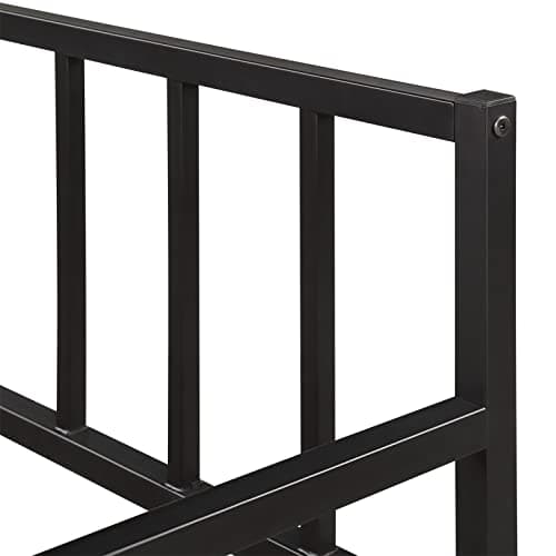 Black Heavy-Duty Metal Daybed with Pullout Trundle, Twin Size