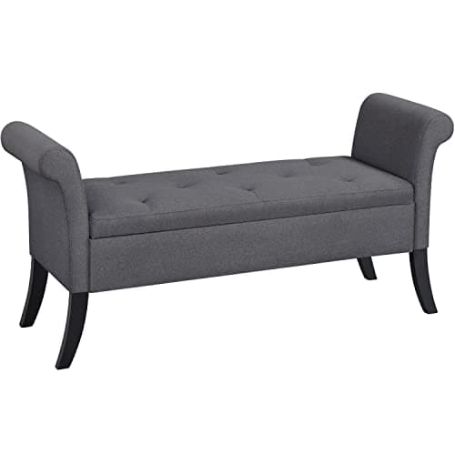 Yaheetech 52in Tufted Faux Leather Ottoman Bench with Arms White