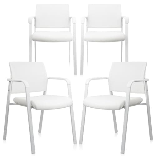 CLATINA Grey Mesh Back Stacking Arm Chairs with Fabric Seat and Ergonomic Lumbar Support
