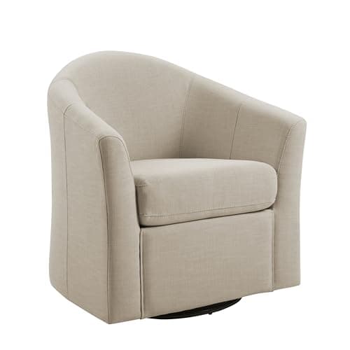 Flax Brown UIXE 360° Swivel Barrel Chair Set (2)fabric Living Room, Bedroom