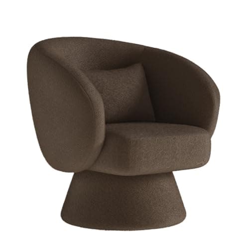 Darkgrey Swivel Barrel Chair with Lumbar Pillow for Living Room & Bedroom
