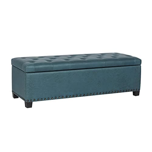 Storage Ottoman Bench - 51 Inch Leather Tufted End of Bed Bench, Bedroom Living Room