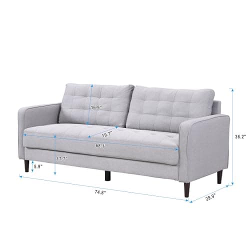 Comfy 3 Seater Sofa Couch with Solid Wood Leg (Grey)