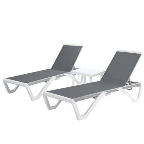 Kozyard Gray Textilence Patio Chaise Lounge Chair with Table