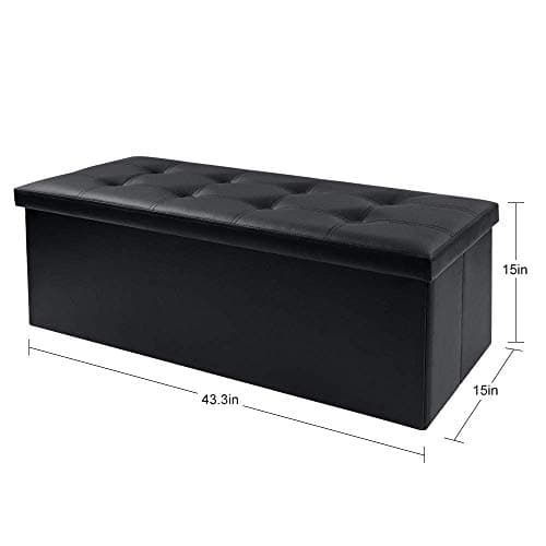 Camabel 43 Inch Folding Ottoman Bench with Storage Black