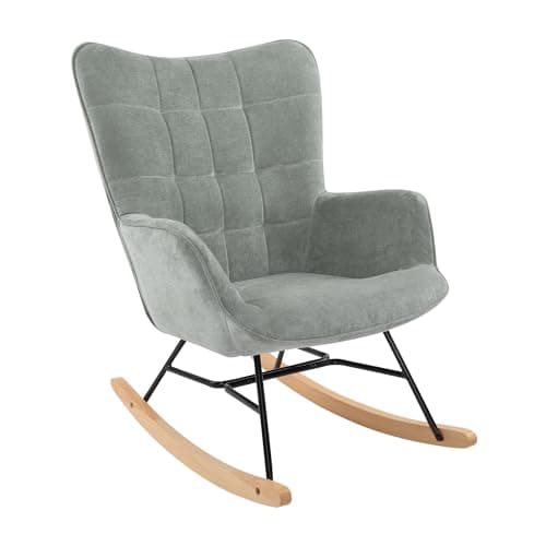 LSSPAID Grey Upholstered Glider Rocking Chair for Living Room & Nursery
