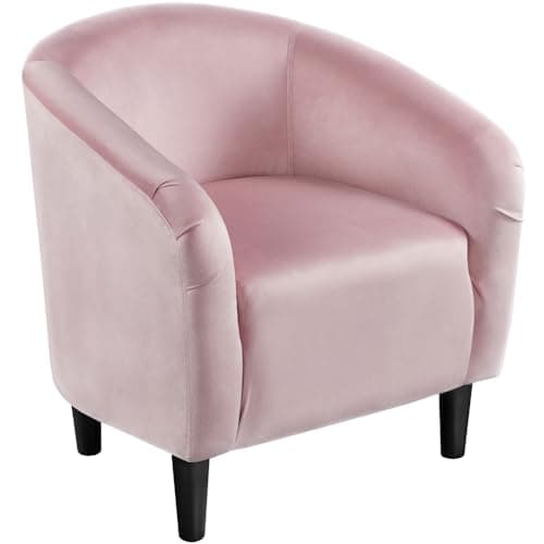 Yaheetech Grey Velvet Living Room Chair with Armrest and Low Back