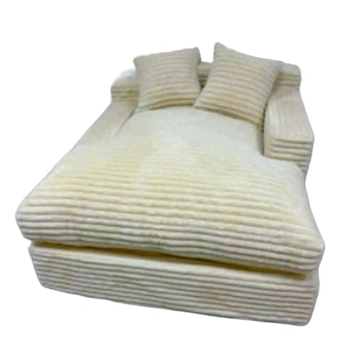 Beige Oversized Chaise Lounge Chair - Large Floor Recliner for Living Room and Bedroom