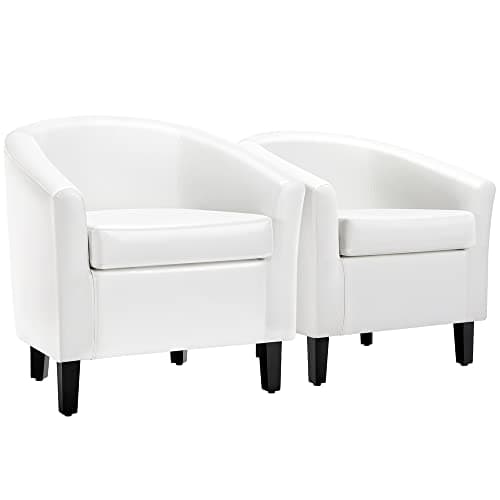 Yaheetech Beige Corduroy Barrel Chair for Living Room and Bedroom