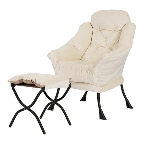 Dark Gray Contemporary Lounge Chair with Folding Ottoman