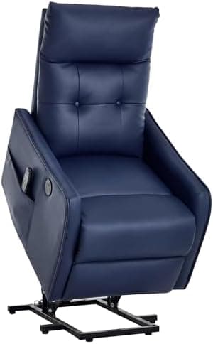 Power Lift Recliner Chair with Heat and Massage for Elderly, Electric Recliner Chairs with Standing Assistance, 2 Cup Holders, 4 Pockets, USB Charge Port, Breathable Leather Brown
