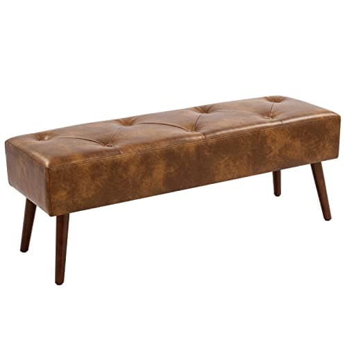 44 inch black bedroom ottoman bench with gold legs