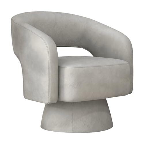ANJ Beige 360 Swivel Velvet Barrel Chairs, Modern Luxury Living Room Sets