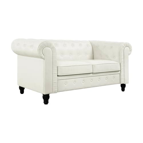 Naomi Home White Chesterfield Tufted Sleever Love Seat 42133AM