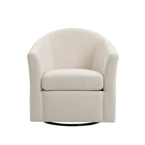 Flax Brown UIXE 360° Swivel Barrel Chair Set (2)fabric Living Room, Bedroom