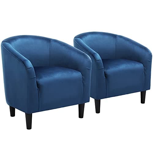 Yaheetech Furry Accent Barrel Chairs Set of 2 - Soft Padded Armrests, Ivory