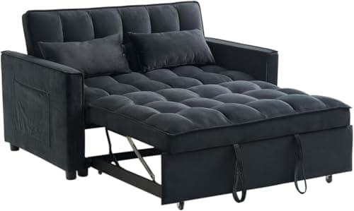 Black 3-in-1 Adjustables Backrest Sleeper Sofa Bed with Pull-Out Couch