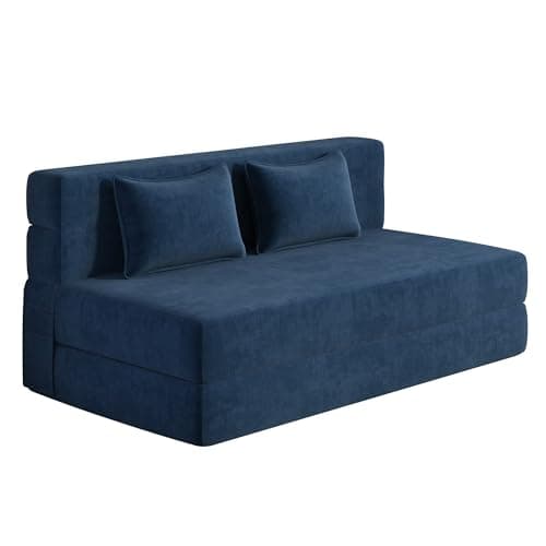 Folding Sofa Bed Queen for Travel and Guests, Off White