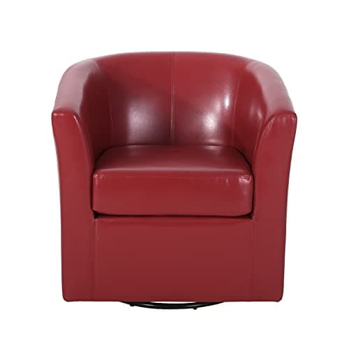 Christopher Knight Home Red Daymian PU Swivel Club Chair 29Dx30Wx30.25H