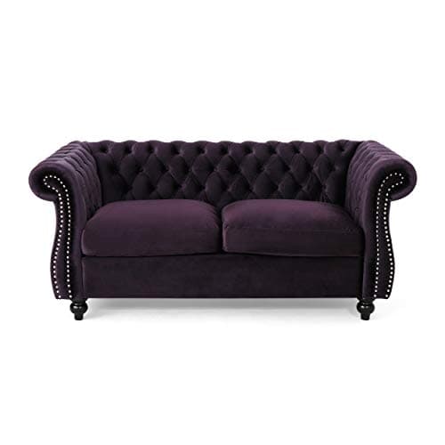 Christopher Knight Home Traditional Chesterfield Loveseat Sofa, Beige & Dark Brown