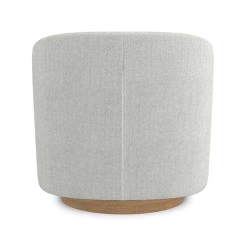 Ivory White Swivel Accent Chair with Solid Wood Base - For Bedroom, Reading, or Waiting Room