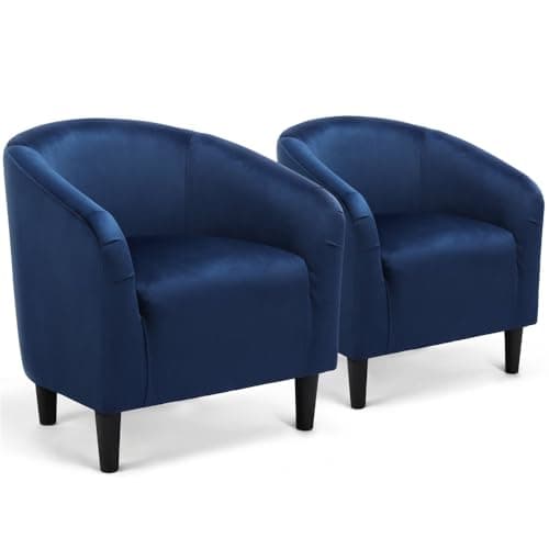 Yaheetech Furry Accent Barrel Chairs Set of 2 - Soft Padded Armrests, Ivory
