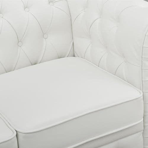Naomi Home White Emery Chesterfield Loveseat Sleeper Small Sofa Bed