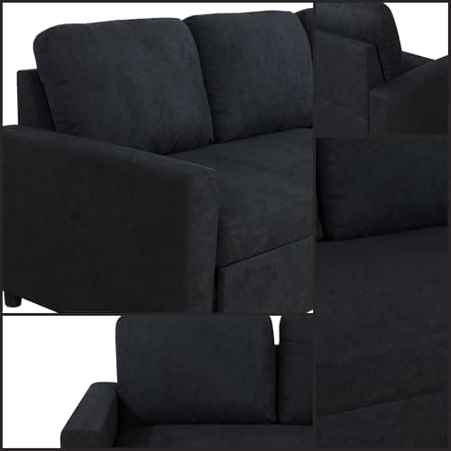 L-Shaped Convertible Sofa Bed with Storage, Black