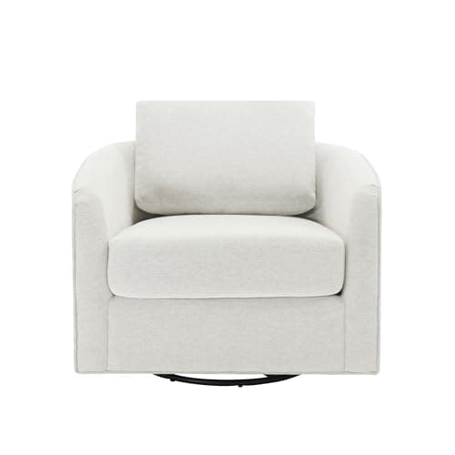 Off-White Metal Base Swivel Chair for Living Room