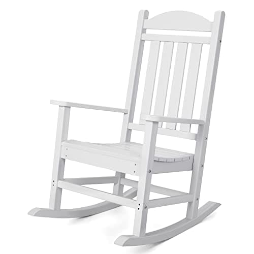 Devoko HDPE Outdoor Rocking Chair, Black, High Back, All Weather