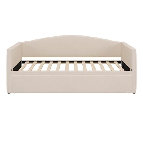 Beige Merax Twin Size Extended Pop Up Trundle Daybed Sofabed
