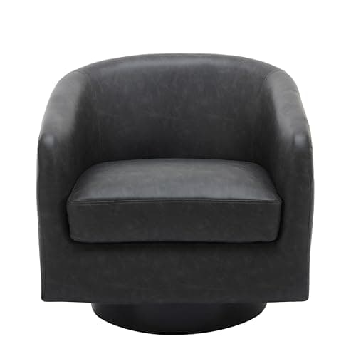 Modern Cream UIXE PU Leather Swivel Barrel Club Chair Set (2)