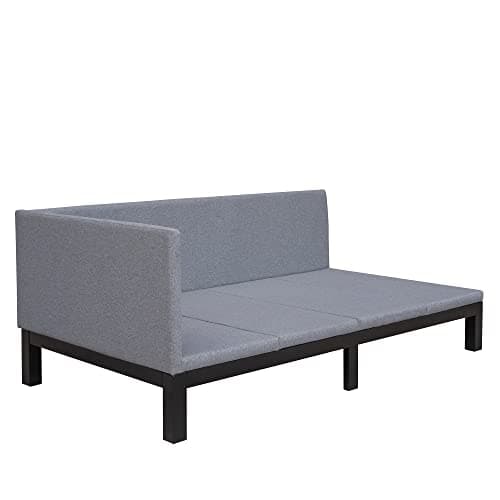 Merax Gray Daybed Sofa Bed Frame with Linen Cover Mattress Futon - Twin Size