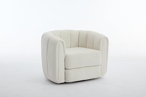 Modern White Swivel Barrel Chair Set of 2 for Living Room or Bedroom